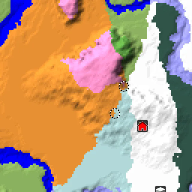 Overworld biome map of seed 8836161433560293335 around spawn, with the dappled forest and cherry grove marked