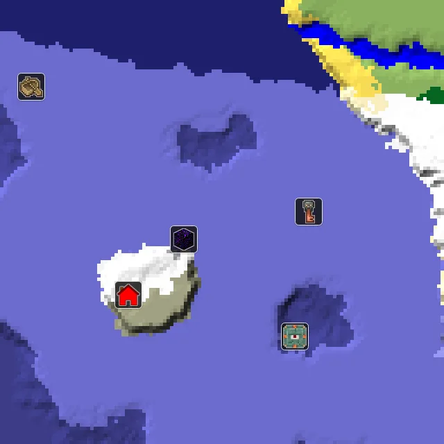 Overworld biome map of seed -380422087735854253 around spawn, with the spawn marked