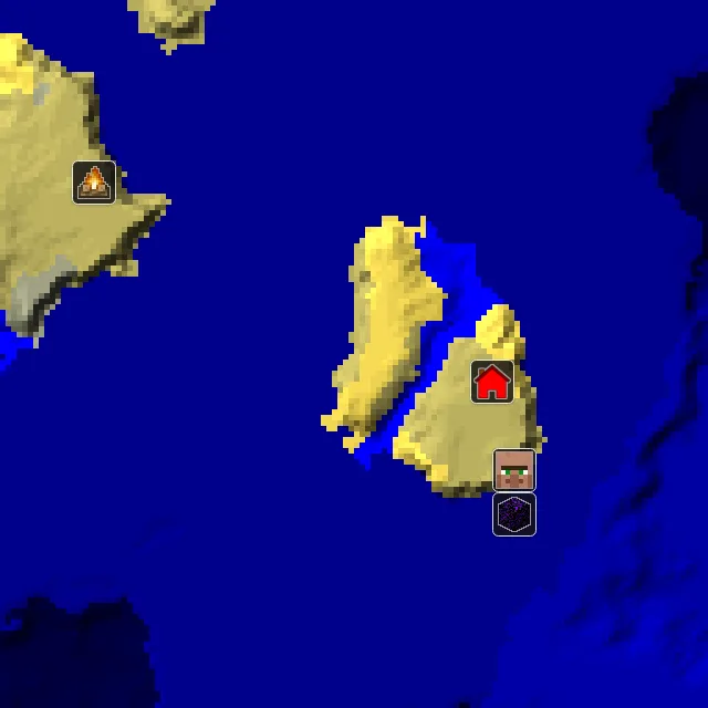 Overworld biome map of seed 1747439080909537412 around spawn, with the spawn marked