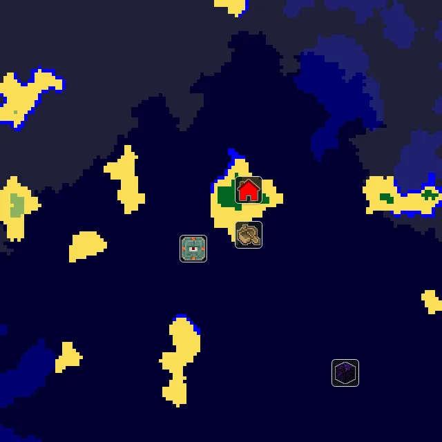 Overworld biome map of seed 4006505078517264 around spawn, with the monument marked