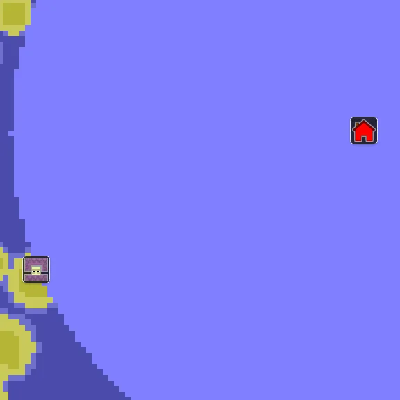 End biome map of seed 255838457750357 around the End, with the end city marked