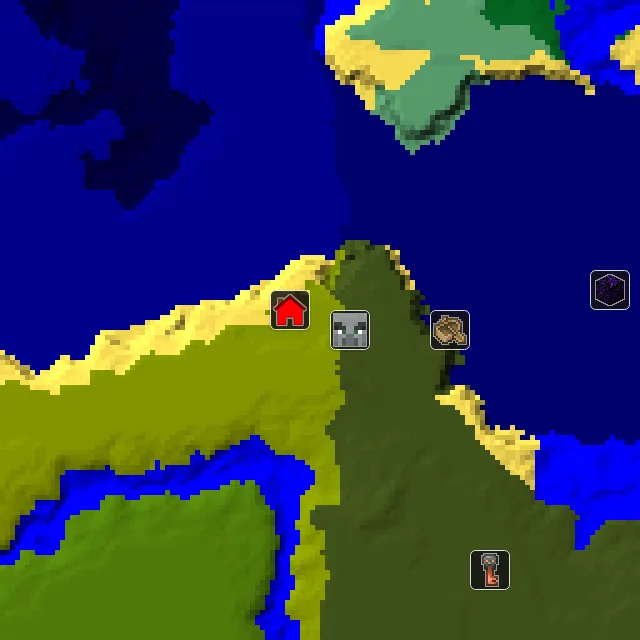 Overworld biome map of seed 9205689103895722 around spawn, with the mansion marked